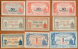 1914-18 // C.D.C. // MONTPELLIER (Hérault 34) // 9 Billets // Série - Date - Valeurs Différentes - Chambre De Commerce