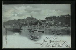 Mondschein-AK Hamburg-Blankenese, Uferpartie Mit Booten  - Blankenese