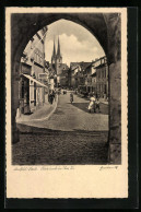 AK Saalfeld A. D. Saale, Blick Durch Das Obere Tor Auf Die Kirche  - Saalfeld