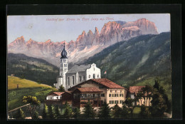 Cartolina Tiers, Gasthof Zur Krone Mit Kirche  - Andere & Zonder Classificatie