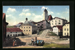 Cartolina Layen B. Waidbruck, Ortsansicht Mit Brunnen  - Autres & Non Classés