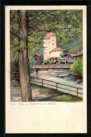 Cartolina Bozen, Sarnthal, Flusspartie Mit Kruzifix  - Bolzano (Bozen)