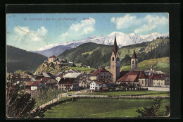 Cartolina St. Lorenzen /Pustertal, Ortsansicht Mit Kirche Und Gebirgspanorama  - Autres & Non Classés