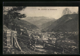 Cartolina St. Ulrich Im Grödnertal, Ortsansicht Aus Weiter Ferne  - Autres & Non Classés