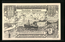 Lithographie Hamburg, 20. Bundestag Des Bundes Der Inspektoren Und Amtmänner Der Deutschen Reichspost, Festpostkarte  - Sonstige & Ohne Zuordnung