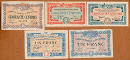 1914-18 // C.D.C. // GRAY & VESOUL (Haute-Saône 70) // 5 Billets // Série - Date - Valeurs Différentes - Camera Di Commercio