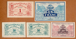 1914-18 // C.D.C. // LE MANS (Sarthe 72) // 5 Billets // Série - Date - Valeurs Différentes - Camera Di Commercio