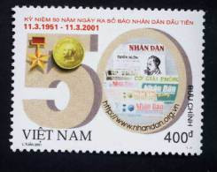 Vietnam Viet Nam MNH Perf Withdrawn Stamp 2001 : 50th Anniversary Of The 1st Issue Of Nhan Dan Newspaper (Ms856) - Vietnam