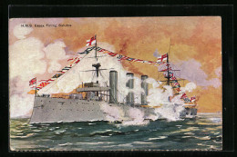 Artist's Pc HMS Essex Firing Salutes, Flaggengala  - Krieg