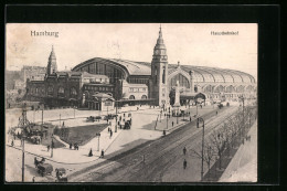 AK Hamburg-St.Georg, Hauptbahnhof, Anlagen Und Strasse Aus Der Vogelschau  - Mitte