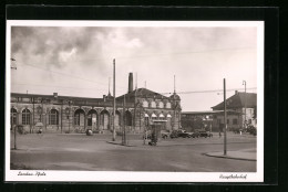 AK Landau /Pf., Strassenpartie Am Hauptbahnhof  - Landau