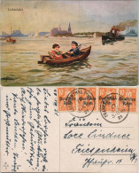 Ansichtskarte  Künstlerkarte "Liebesfahrt" Kinder In Ruderboot 1921 - Paintings