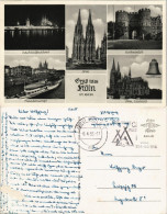 Köln Mehrbild-AK Mit Hahnentor, Nachtaufnahme, Frankenwerft, Dom 1955 - Koeln