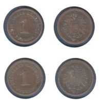 Allemagne  1 Pfennig  1888 A + 1999 A, Type 1, KM#1, Deutsches Reich - 1 Pfennig