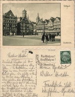 Ansichtskarte Stuttgart Marktplatz - Littfaßsäule Männer 1938 - Stuttgart