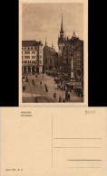 Ansichtskarte München Marienplatz Belebt Mit Café Rathaus 1920 - München