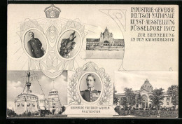 AK Düsseldorf, Industrie-Gewerbe-, Deutsch-Nationale Kunst-Ausstellung 1902, Kaiserbesuch, Kaiserpaar Und Kronprinz  - Expositions