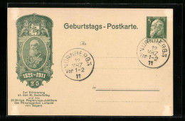 AK Geburtstags-Postkarte, Erinnerung An Den 90. Geburtstag Prinzregent Luitpold, Ganzsache Bayern  - Königshäuser