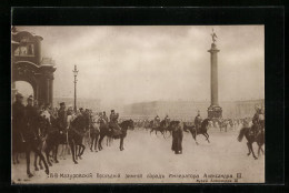 AK Alexander III. Von Russland Und Soldaten Zu Pferde Vor Denkmal  - Royal Families