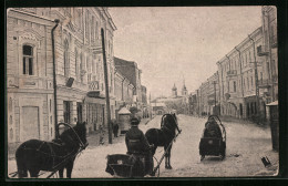 AK Pskow, Oktoberstrasse Mit Pferdeschlitten Im Winter  - Russia