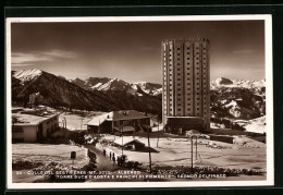 Cartolina Colle Del Sestrières, Albergo Torre Duca D`Aosta E Principi Di Piemonte, Sfondo Delfinato  - Aosta