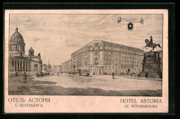 Künstler-AK St. Petersburg, Hotel Astoria  - Russia