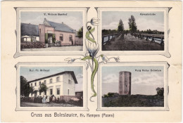 Boleslawice (Kr. Kempen) Boleslawice (Kr. Kępno) 4 Bild: Gasthof, Großbrücke, Peussisches Zollamt Und Ruine 1909  - Pologne