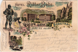 Thale (Harz) Mehrbild: Hotel Ritter Bodo, Kronen-Tempel, Hirschgrund-Felsen 1897  - Other & Unclassified