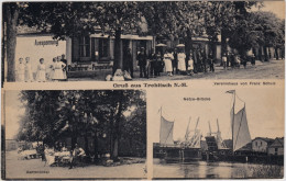 Trebitsch Neumark Trzebicz 3-Bild: Vereinshaus Von Franz Schulz, Gartenlokal Und Netze-Brücke 1914 - Neumark