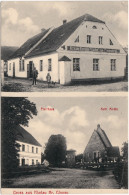 Kladau (Kr. Glogau) Kłoda Pow. Głogowski 2 Bild: Gasthaus, Strasse Mit Pfarrhaus Und Kirche 1911  - Schlesien