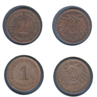 Allemagne  1 Pfennig  1894 D + 1900 F, Type 2, KM#10, Deutsches Reich, - 1 Pfennig