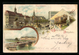 Lithographie Dresden, Partie In Der Hauptstrasse, Carola Brücke  - Dresden