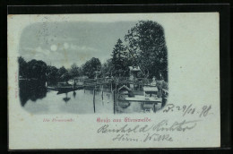 Mondschein-AK Eberswalde, Die Promenade Mit Brücke  - Eberswalde