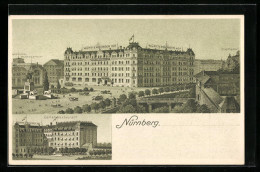 Lithographie Nürnberg, Hotel Württemberger Hof Und Stadttheater  - Theater