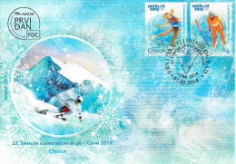 Serbia FDC 2014 Olympic Games In Sochi. Postal Weight 0,090 Kg. Please Read Sales Conditions Under Image Of Lot (010-38) - Inverno 2014: Sotchi