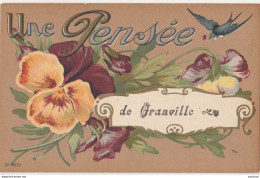 Z26- 50) GRANVILLE - UNE PENSEE  - (CARTE FANTAISIE - FLEURS  AVEC HIRONDELLE - 2  SCANS)    - Granville