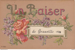 Z26- 50) GRANVILLE - UN BAISER - - (CARTE FANTAISIE - FLEURS ROSES AVEC LILAS - 2 SCANS)    - Granville