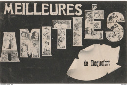 40) ROQUEFORT -  MEILLEURS AMITIES - (CARTE ALPHABET MULTI VISAGES - A NOTER L'OBLITERATION DE ROQUEFORT - 2 SCANS ) - Roquefort