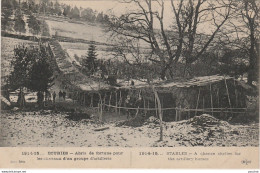 GUERRE 1914 - 15 - ECURIES (PAS DE CALAIS) ABRIS DE FORTUNE POUR LES CHEVAUX D'UN GROUPE D'ARTILLERIE  (WW1 - 2 SCANS) - Guerre 1914-18