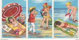 Z6- ENFANTS - SERIE COMPLETE DE 6 CPA - THEME - SCENE JEUX DE PLAGE  - TOUS LES SCANS - Collezioni & Lotti