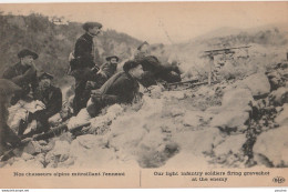 Z4- GUERRE 14/18 - NOS CHASSEURS ALPINS MITRAILLANT ENNEMI  - MILITARIA - WW1  - 2 SCANS) - Guerra 1914-18