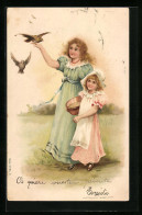 AK Mutter Und Kind Füttern Tauben  - Sonstige & Ohne Zuordnung