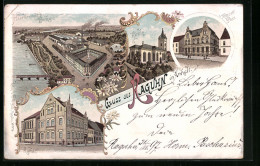 Lithographie Raguhn /Anhalt, Heerbrandts Werke, Kaiserliche Post, Rathaus  - Other & Unclassified