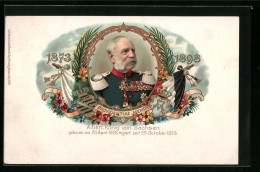 Lithographie Albert König Von Sachsen In Uniform  - Familles Royales