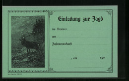 AK Jagdeinladung, Kapitaler Hirsch  - Hunting