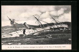 AK Seenotrettung, H. M. S. Phoenix In Kowloon Damaged By Typhoon 1906  - Autres & Non Classés
