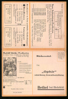 Klapp-AK Bethel Bei Bielefeld, Bücherzettel, Titl. Ophit Abteilung Kunsthandlung, Bestellschein  - Other & Unclassified