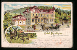 Lithographie Gross-Graupa Bei Pillnitz, Hotel Forsthaus  - Chasse