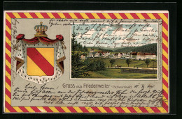 Präge-Lithographie Friedenweiler I. Schwarzwald, Ortspartie, Wappen  - Andere & Zonder Classificatie