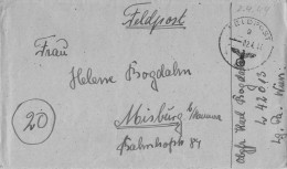 German Feldpost WW2 From Bucarest, Romania - Luftwaffen-Lazarett 7/XVII Posted 2.4.1944. Postal Weight 0,04 Kg. Please R - Militaria